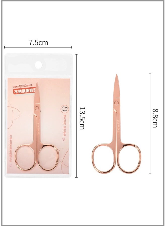 Stainless Steel Brow/Nose Hair Scissors with Type A Point Tips - 2.0mm Rose Gold Type A (Blister Card Packaging) - Image 3